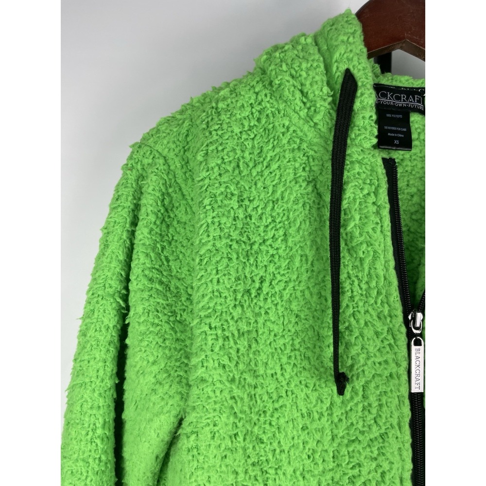 Black Craft Cult Green Sherpa Fleece Full Zip Hoodie Witch‎ Pentagram Size XS - Picture 4 of 9